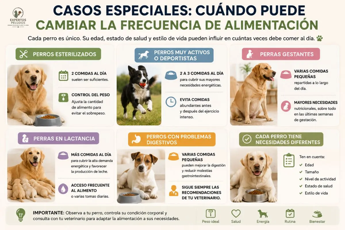 Casos especiales que pueden cambiar cuántas veces debe comer un perro al día según su estado y necesidades