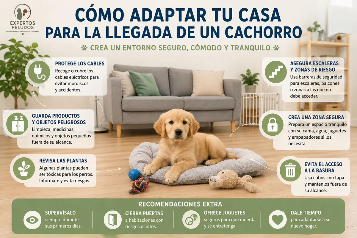 Cómo adaptar tu casa para un cachorro creando un entorno seguro con cama, juguetes y zonas protegidas