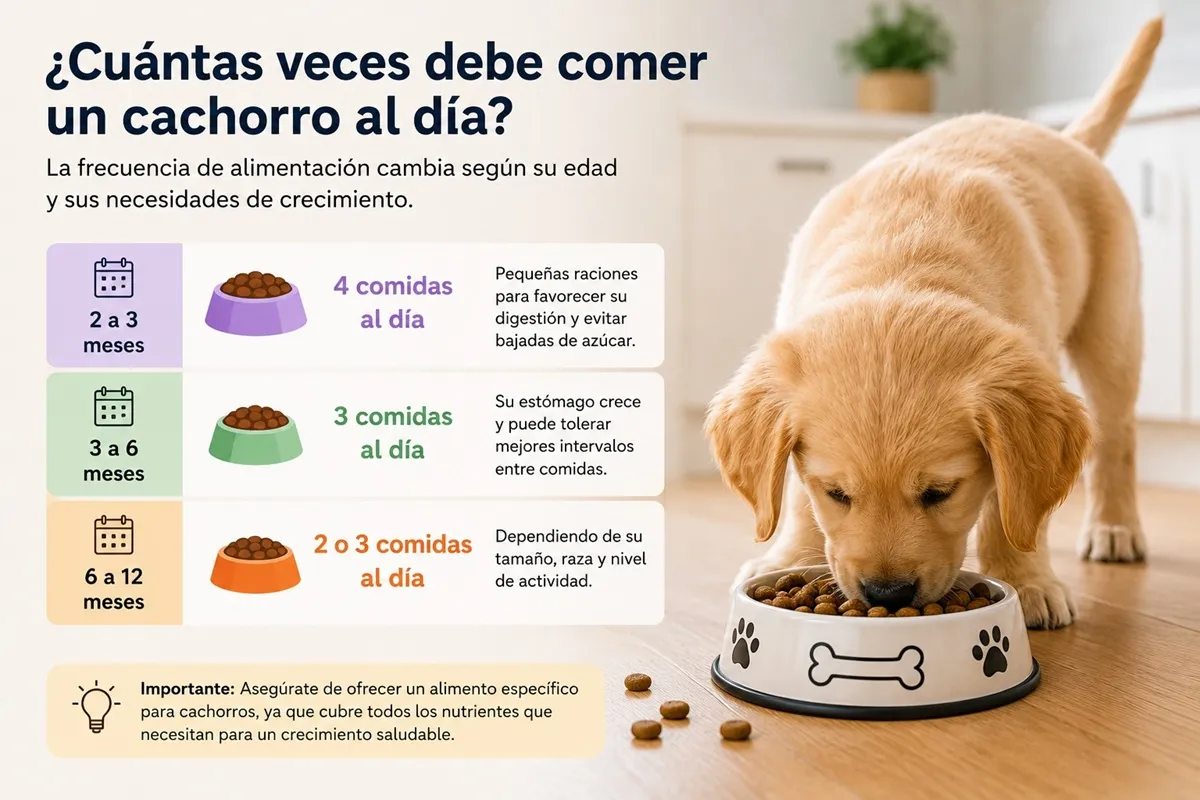 Cuántas veces debe comer un cachorro al día según su edad y etapa de crecimiento