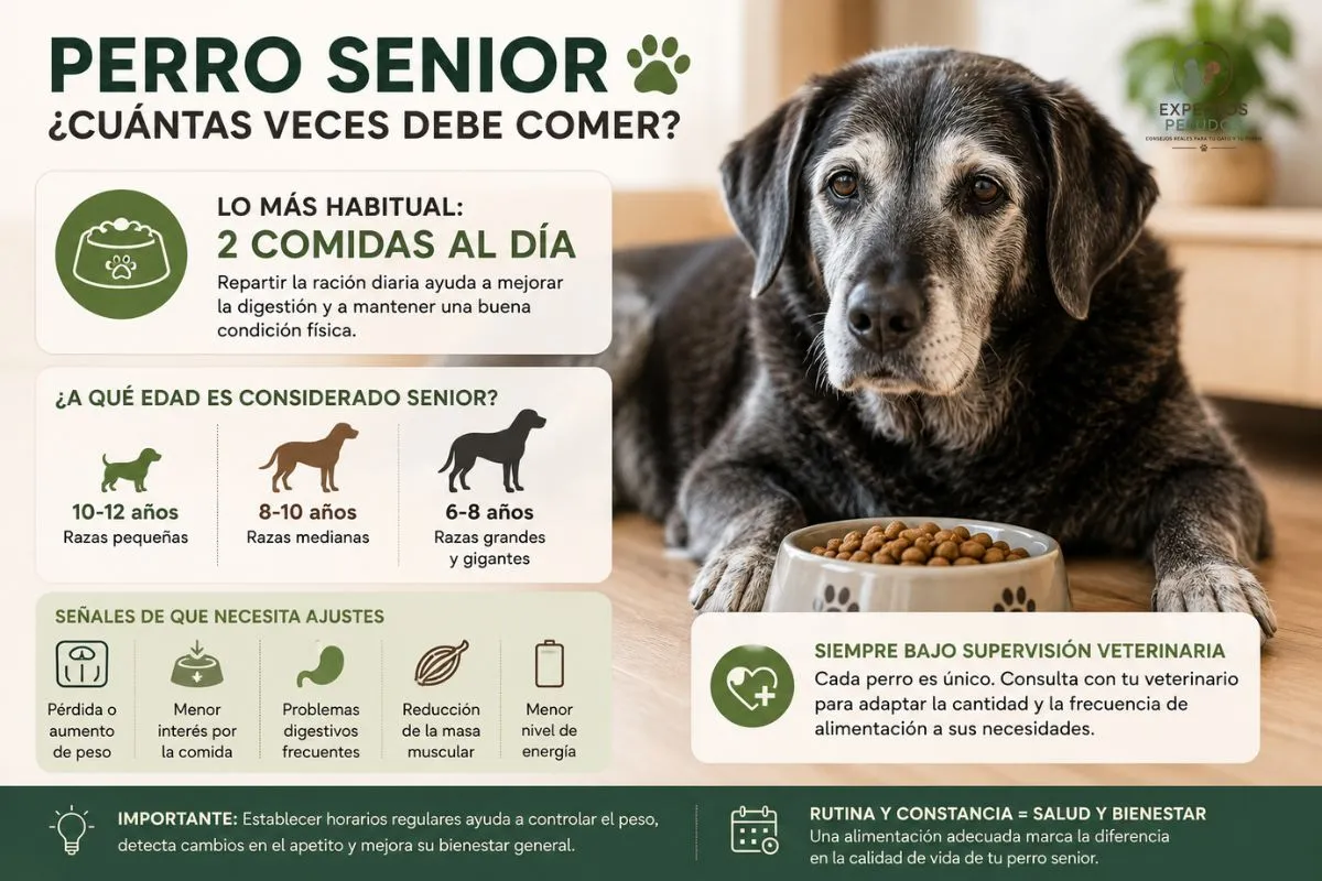 Cuántas veces debe comer un perro senior al día según su edad y estado de salud