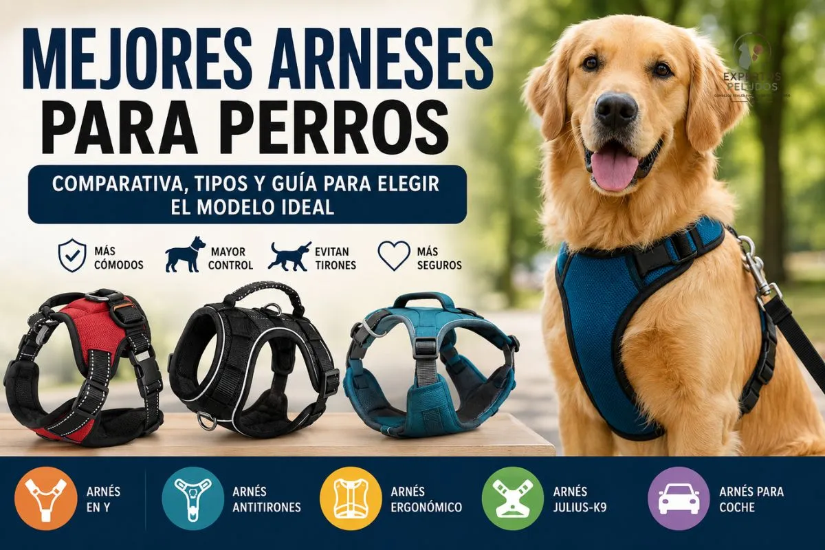 Comparativa de los mejores arneses para perros con diferentes tipos de arnés para paseo, entrenamiento y control de tirones