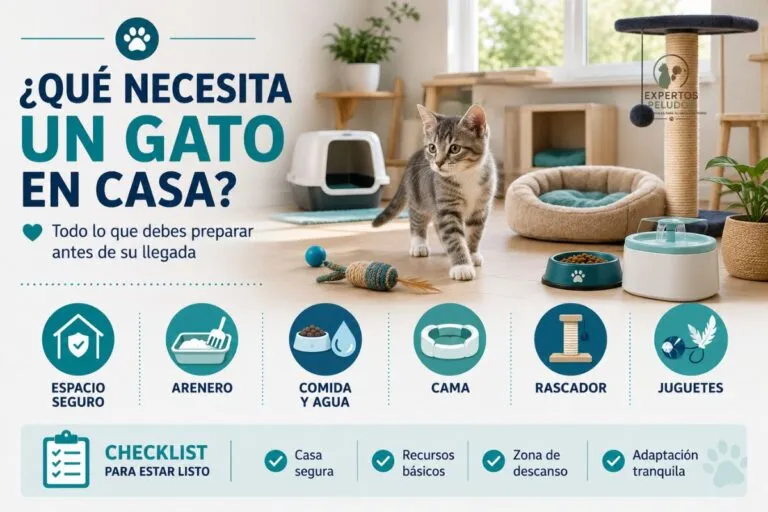 Qué necesita un gato en casa antes de su llegada: arenero, cama, comida, agua, rascador y juguetes