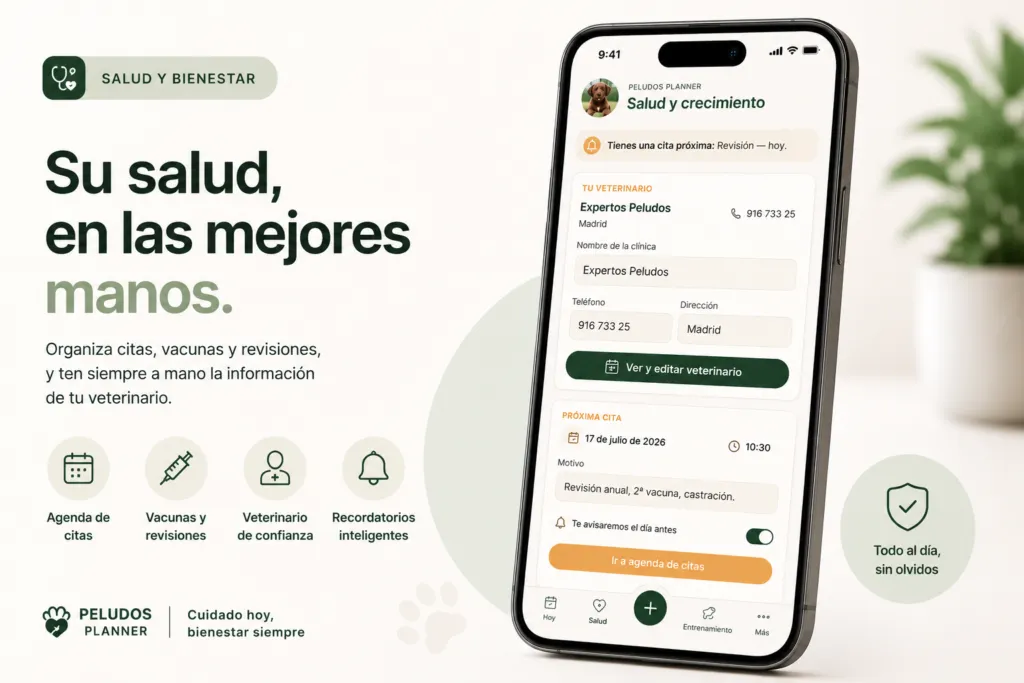Registro de salud, vacunas y citas veterinarias del cachorro