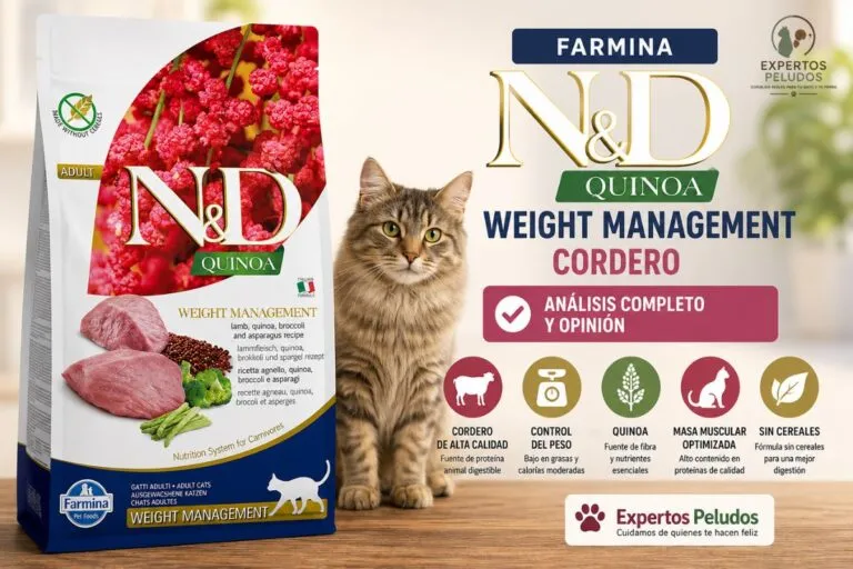 FARMINA N&D Cat Quinoa Weight Management Cordero, análisis, opinión e ingredientes